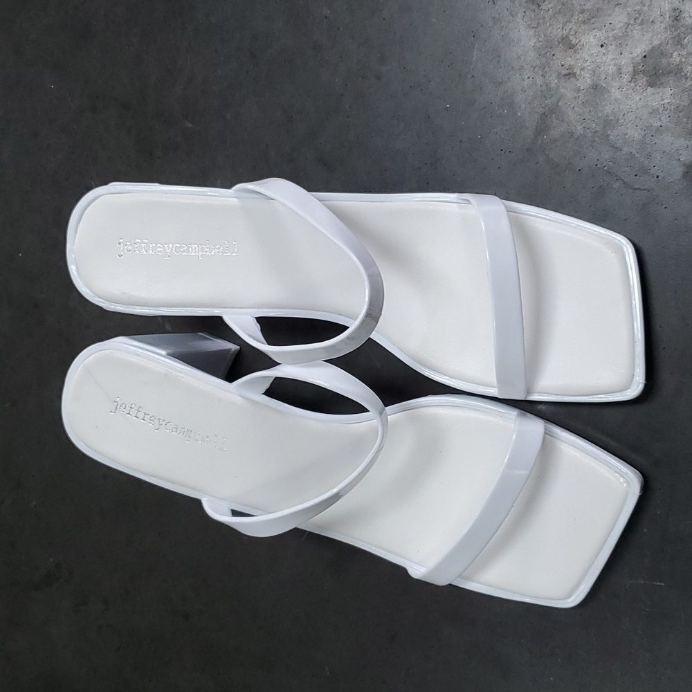 Jeffrey Campbell jamm 3 white double strap block sandals